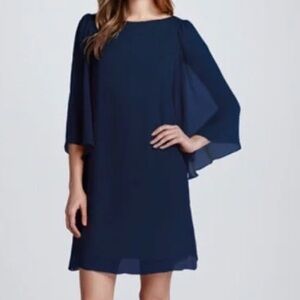 Alice + Olivia Navy Blue Crinkled Chiffon Sheath Mini Dress